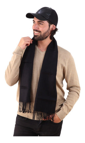 Spiga 31 Unisex Black Plain Wool Scarf - Pack of 6 Units - 5170 1