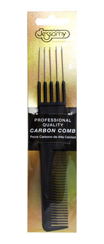 Professional Carbon Comb with Rake - Jessamy P7616 2