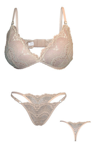 3 Sets of Soft Cup Lace Lingerie with Adjustable Thong 3