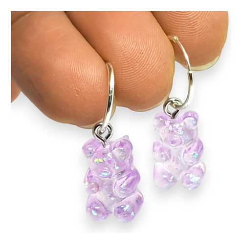 ByMariana 925 Silver Earrings Cute Yummi Bear Violet 1