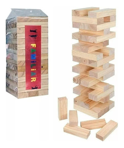 Familiar Giant XL Wooden Tower with 45 Pieces Family Game 0