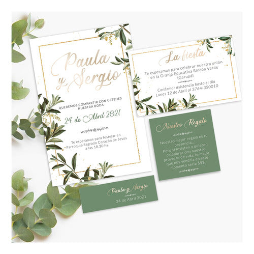 Entre Tintas y Papeles Customizable Wedding Invitation Card Set 4