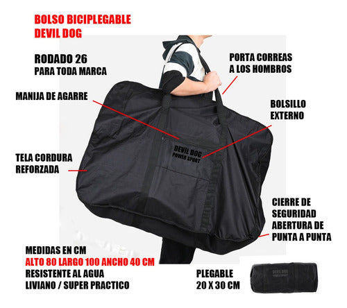 Bolso Porta Bicicleta Plegable Devil Dog X Rodado 26 1