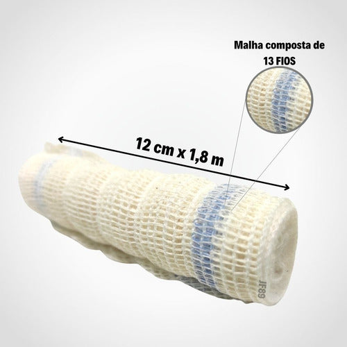 Atadura Elástica Crepom 13 Fios - 12cm X 1,8m - 12  Rolos 2