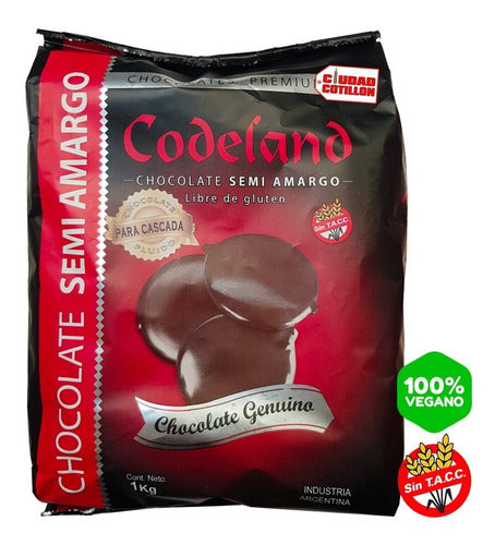 Chocolate Cobertura Semiamargo Codeland X 1 Kg Cascada - Cc 0