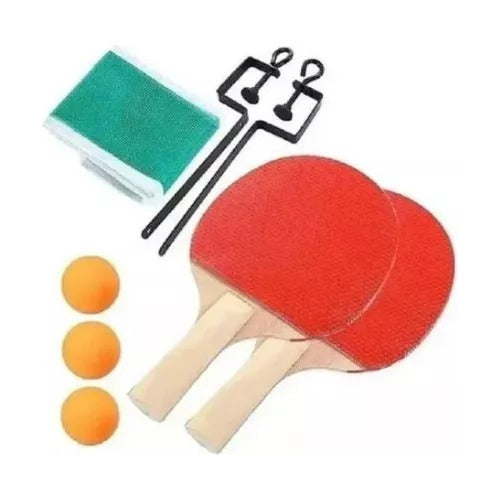 Set Ping Pong: 2 Paletas + 3 Pelotas + Red + 2 Soportes 0