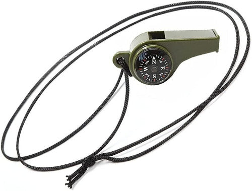 LYTIMPORTACIONES Olive Green Survival Whistle 3 in 1 Compass Thermometer 3