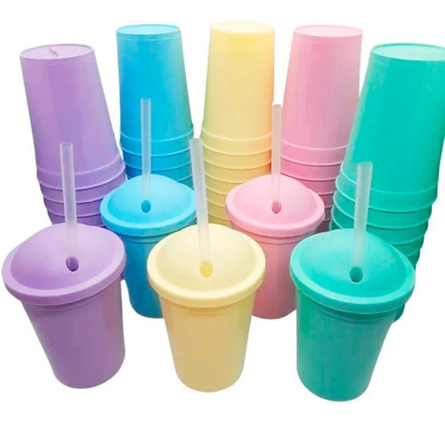 Set of 30 Plastic Souvenir Milkshake Cups - Lollipop 3