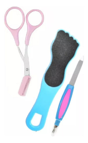 Mercadoflash Kit Exfoliator Dual with File + Shaping Scissors with Comb 0