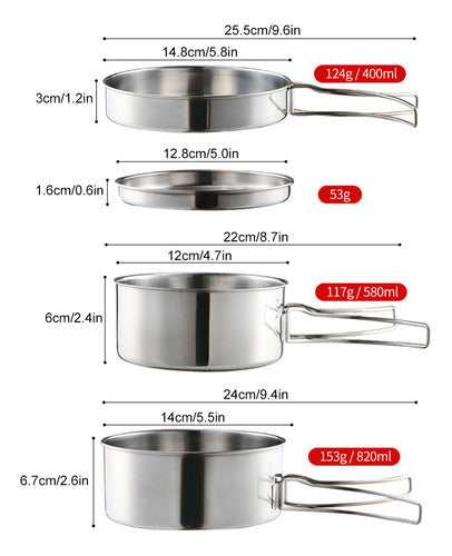 Conjunto De Cozinha De Acampamento Em Aço Inoxidável 5