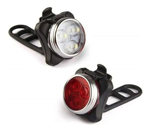 2 Luces De Bicicleta Delantera Trasera 3 Leds Usb Recargable 2