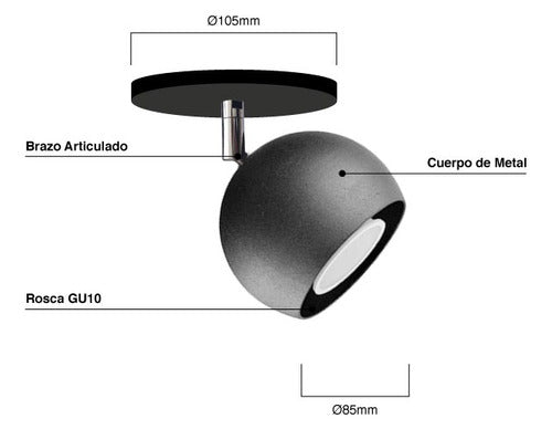 Modern Interior Wall Light 1-Light Globe LED GU10 Black 1