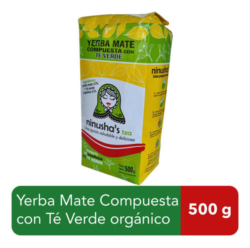 Ninusha's Tea Yerba Mate Con Té Verde Orgánico X 500 Gr 1