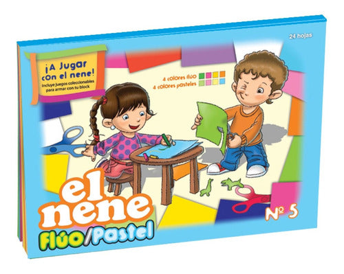 El Nene 33279 Block Fluorescent-Pastel Cardstock N°5 X24 Sheets 0