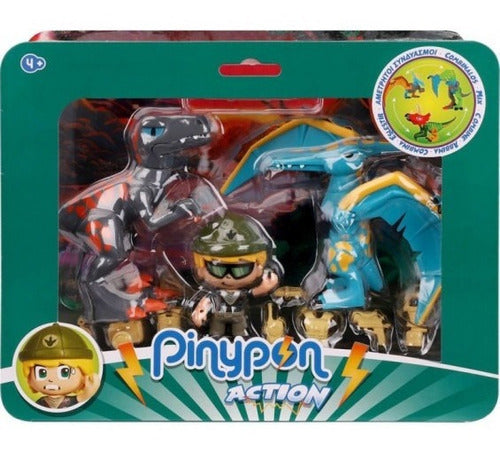 Pinypon Action Pack Two Dinosaurs and a Bentancor Figure 0