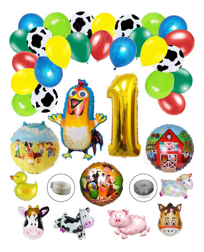 Ovni Balloons Pack Globos Granja Zenón + Cinta + Pegamento + Nro 0