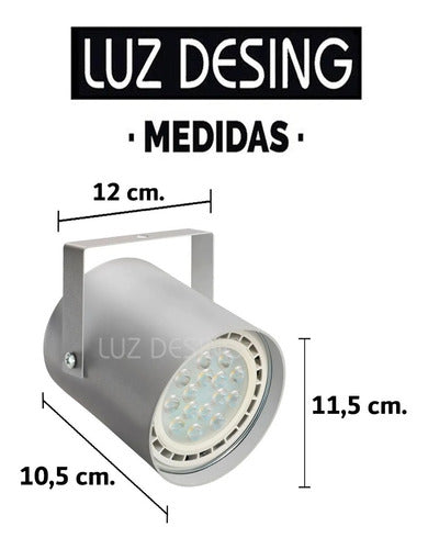 Luz Desing Spot Cabezal Cilindro Blanco Ar111 Apto Led 4