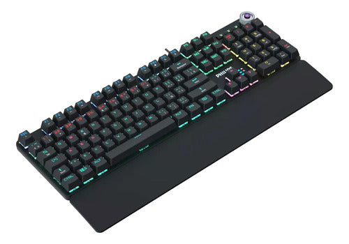 Teclado Gaming Usb Philips Retroiluminado Reposamuñecas Mtz 1