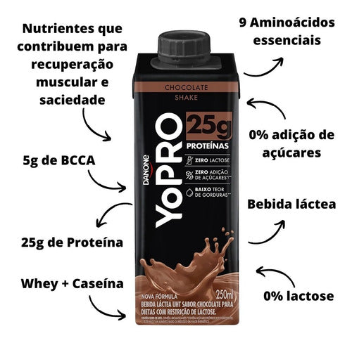 Yopro Danone Whey 250ml 25g Proteína - 24 Unidades Chocolate 3