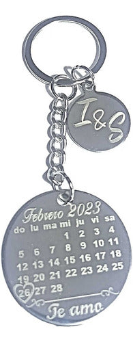 Personalized Engraved Anniversary Calendar Steel Keychain 3