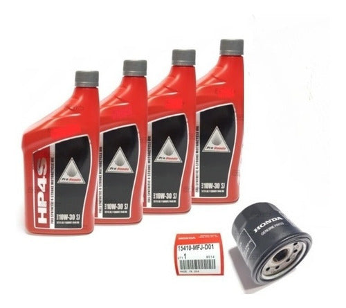 Honda Kit Aceite X4 Original Pro HP4S 4T 10W-30 + Filtro 0