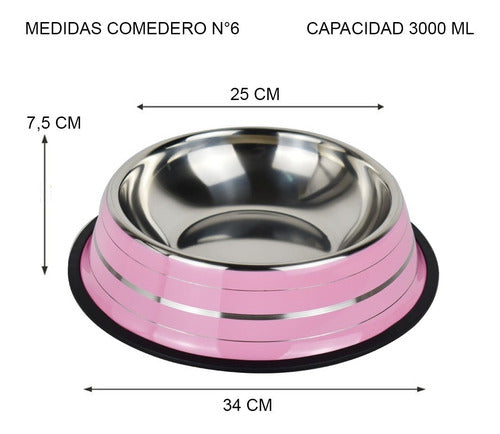 Stainless Steel Dog Feeder with Line Design Color 34cm 26