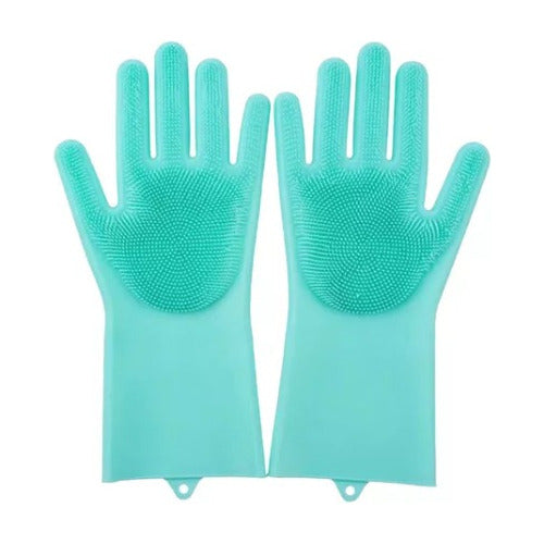 Guantes Con Esponja Incorporada Para Lavar Platos Silicona 0