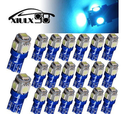 20x Ice Blue T10 Interior 5 Led 5050 Smd Cortesía Vanity Mir 1