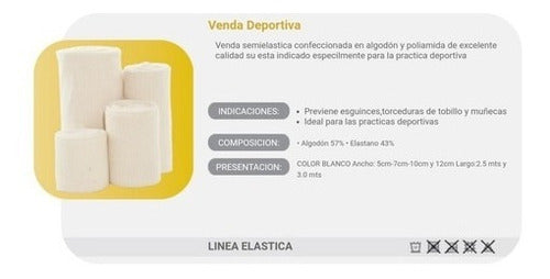 Venda Deportiva Elastica Blanca Rollo 5 Cm X 3 Mts 3