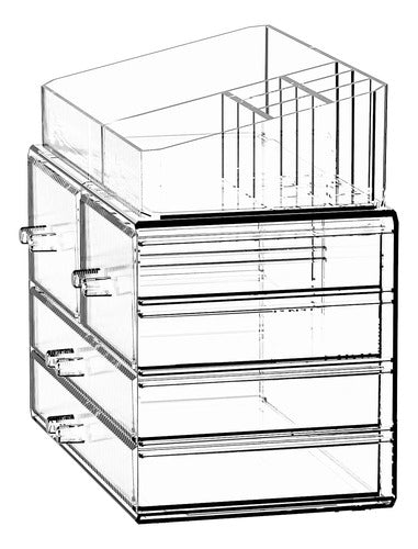 Organizador De Maquillaje Con 4 Cajones Y Espacio Para Joyer 1