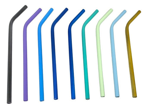 Reusable Aluminum Curved Straws Set of 10 - Assorted Colors 0