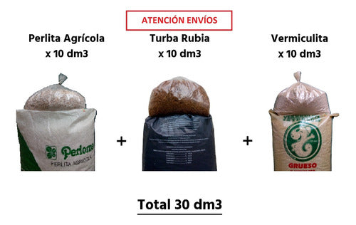 Perlome Perlita Agrícola 10dm3 + Agrotolhuin Turba 10dm3 + Intersum Vermiculita 10dm3 1