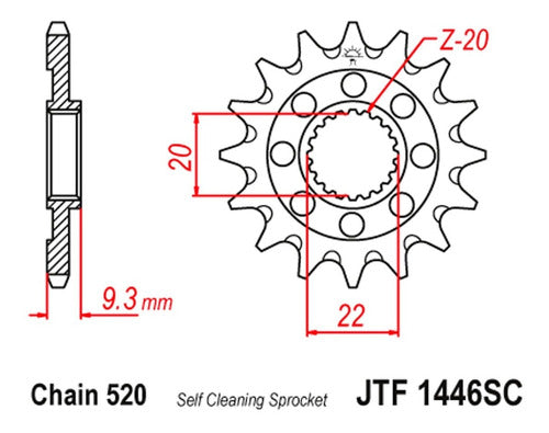 JT Sprocket Piñon De Transmision Kawasaki Kx 250 F 06 19 Ryd 1