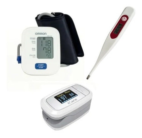 Omron Blood Pressure Monitor HEM-7200, Icare CMS50DL1 Pulse Oximeter & Digital Thermometer 0