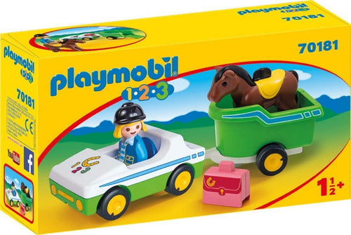 Playmobil Infancia 1 2 3 - 70181 Auto Remolque Caballos - Pr 1