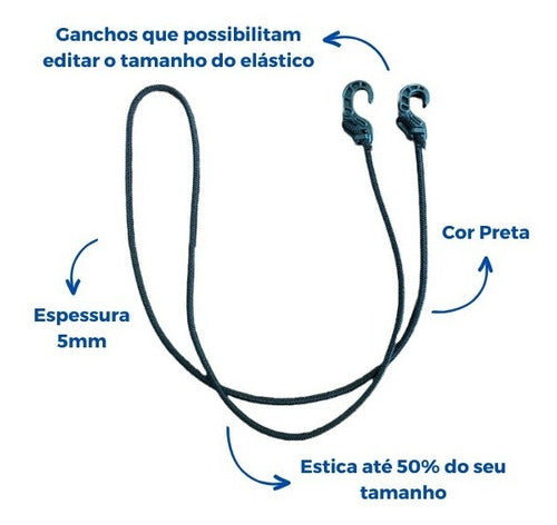 03 Elásticos Extensores Ganchos Plásticos 1,0 Metro 2