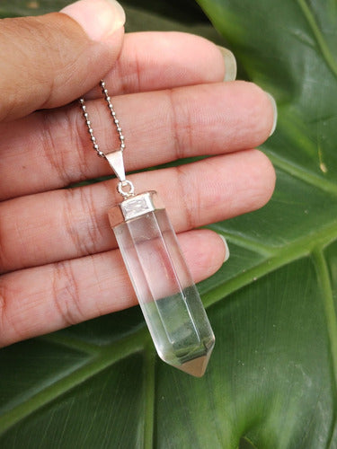 Crystal Quartz Pendant with Steel Chain 0