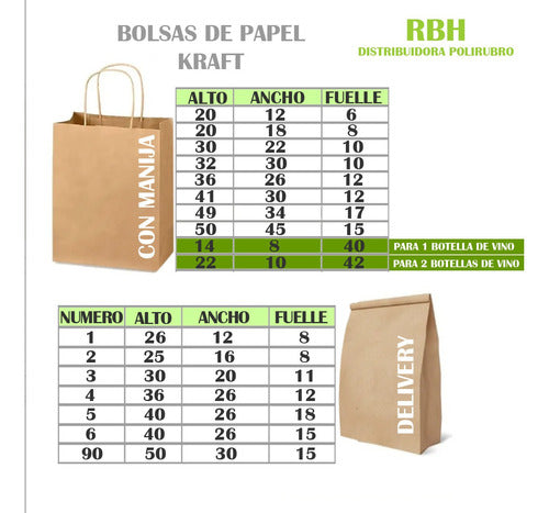 Bolsa Papel Kraft Madera Con Manija 20x18x8 X 25u 4