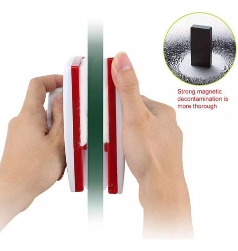 Magnetic Double-sided Glass Cleaner and Dryer with Dual Cleaning Cloths 3