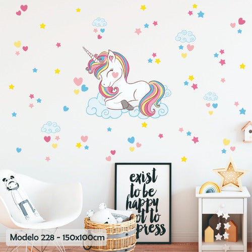 Children's Unicorn Rainbow Flower Decorative Wall Decals 2