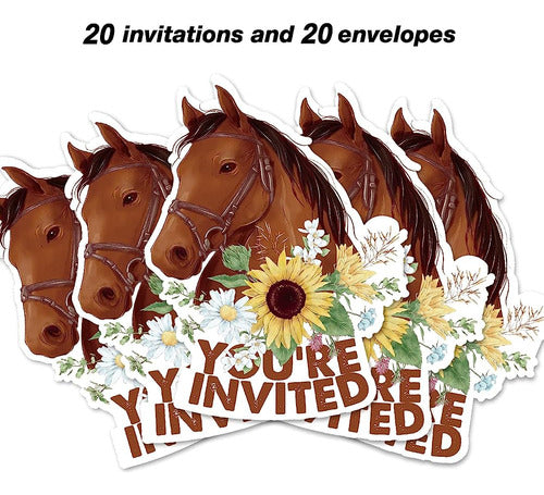 Invitaciones Florales A La Fiesta Del Caballo Pony Con Sobre 2