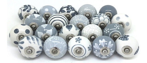 WOTT 10 Knobs Grey & White Mix Pumpkin Hand Painted Knobs Ceramic Knobs Cabinet Drawer Pulls 0