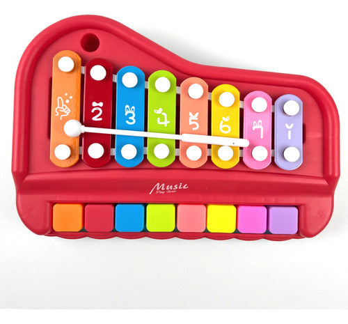 Pianinho Infantil Xilofone Teclado Musical 2 Em 1 Vermelho 4