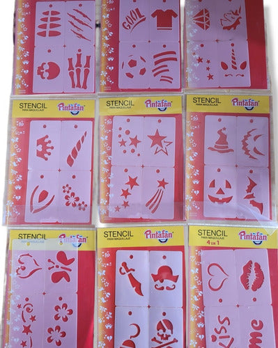 Stencils Plantillas Maquillaje Infantil Pack X 3 Unidades 0