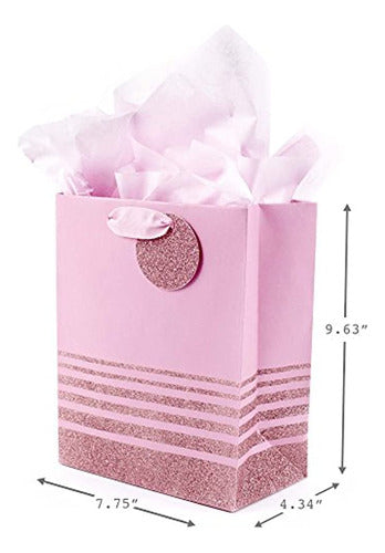 Hallmark 9" Medium Gift Bag with Tissue Paper (Pink Stripes) 1