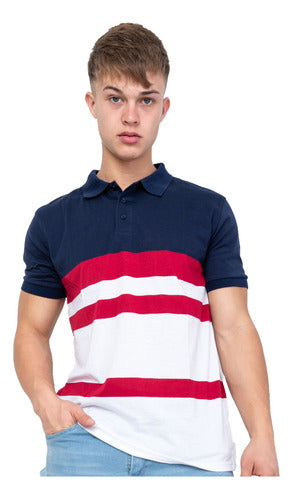Men's Premium Imported Striped Cotton Polo Shirt in Special Sizes 43