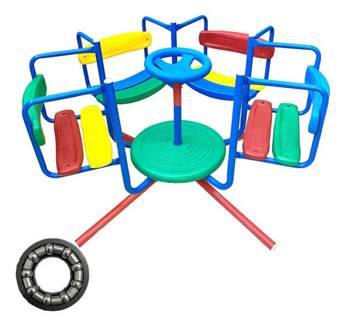 Premium Reinforced Children's Carousel with 4 Seats - Real Photos 0
