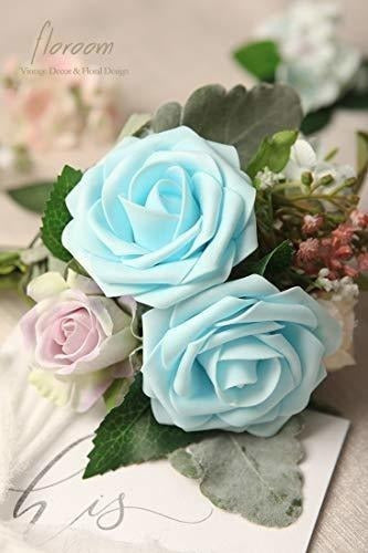 Floroom Aqua Artificial Roses with Stems - 25 Pack, 7.6cm 1