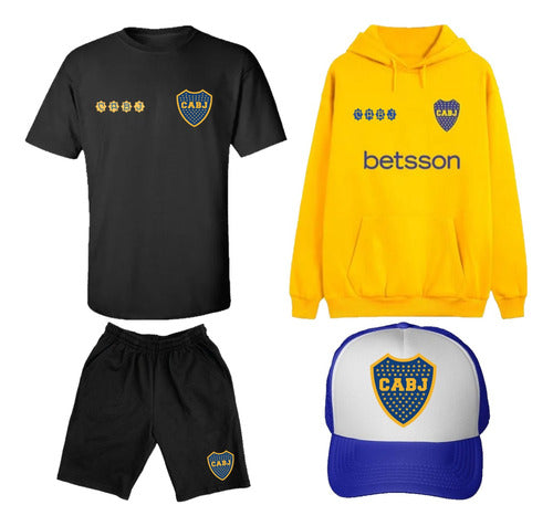 Boca Juniors Football Combo - Hoodie, T-shirt, Shorts, Cap 0