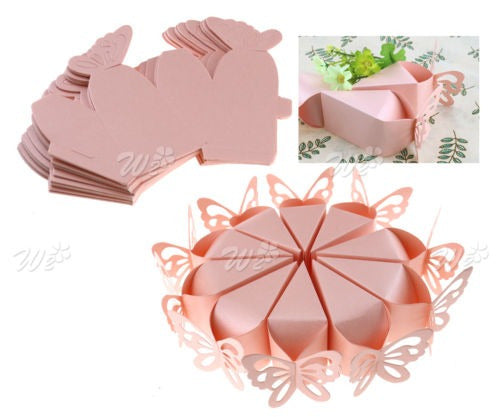 50 X Mariposa Rosa Favor Regalo Dulces Cajas Boda Boda Bebé 0